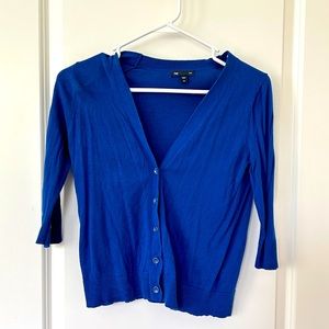 Gap Royal Blue 3/4 Sleeve Button Down Cardigan, Size XS